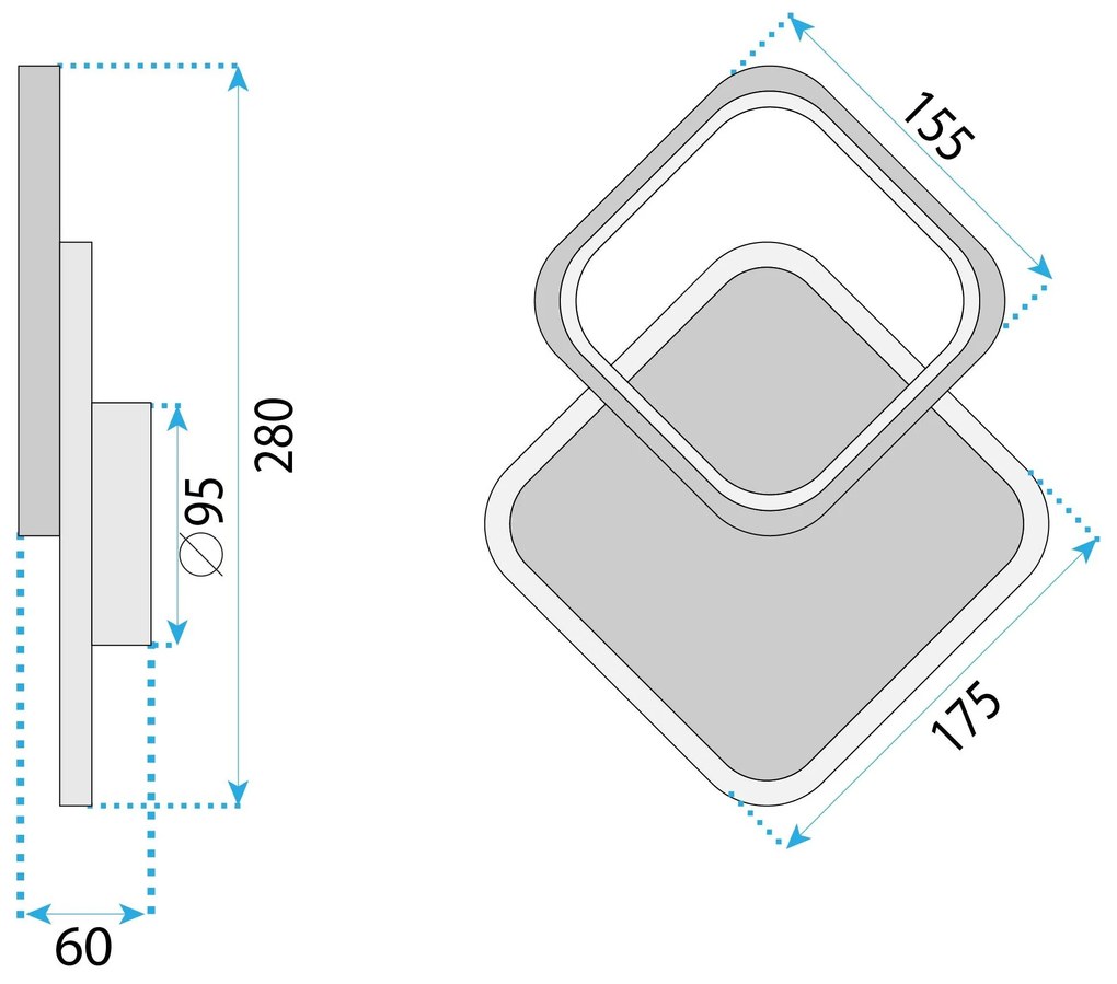 Toolight Toolight, LED nástenné svietidlo 18W, 3000K, 500lm, LHJ080-W, biela, OSW-50056