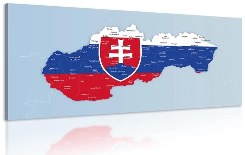 Obraz mapa Slovenska so štátnym znakom - 120x60