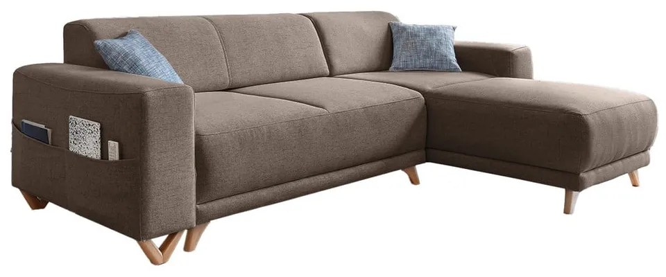 Hnedá rozkladacia/s úložným priestorom rohová pohovka Classy Sophie – Miuform