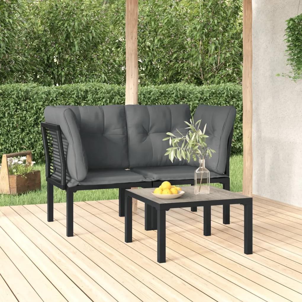 3-dielna záhradná sedacia súprava čierno-sivá polyratan 3187730