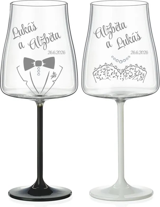 Svadobné poháre na víno Wedding s kryštálmi 2 ks
