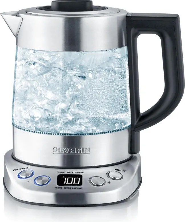 Severin WK 3473 - Rýchlovarná kanvica s filtrom 1 l, 2200 W / 230 V, nerezová oceľ/sklo