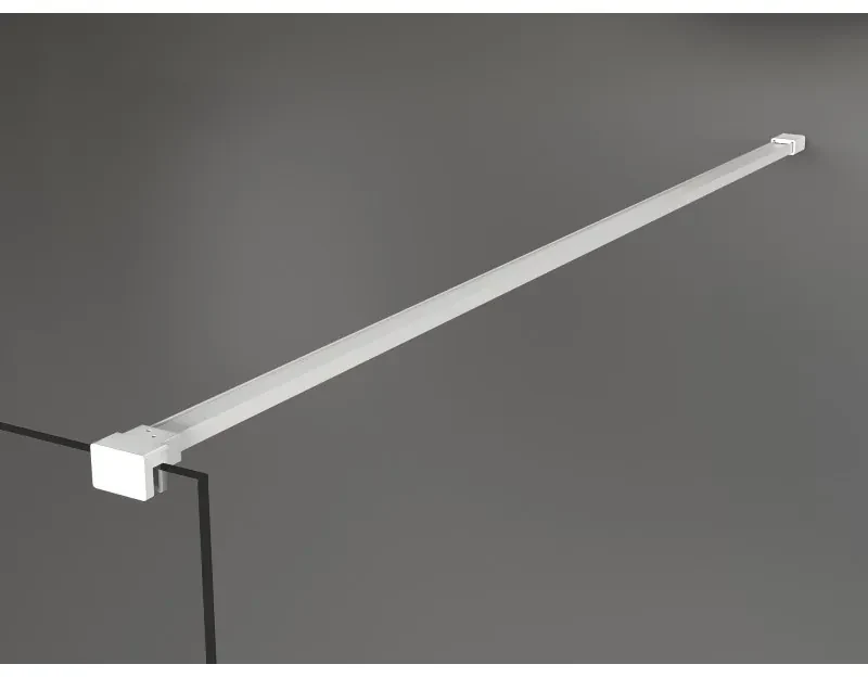 Mexen Kioto, priechodná sprchová zástena 120 x 200 cm, 8mm sklo námraza, 2x biela stabilizačná rozpera, 800-120-002-20-30