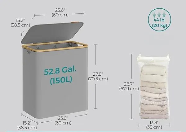 Kôš na bielizeň Leslie 150 L sivý