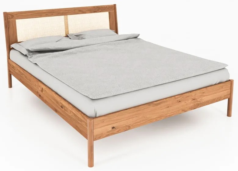Dvojlôžková posteľ z dubového dreva s ratanovým čelom 160x200 cm Pola - The Beds