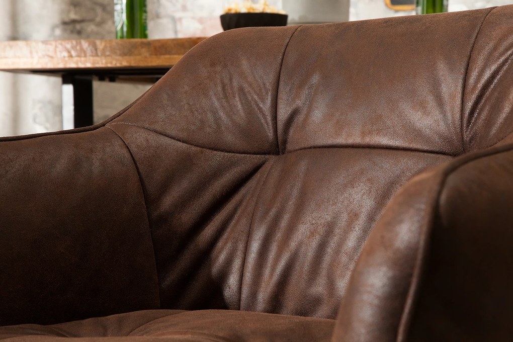 Barová stolička Loft starožitná hnedá lakťová opierka