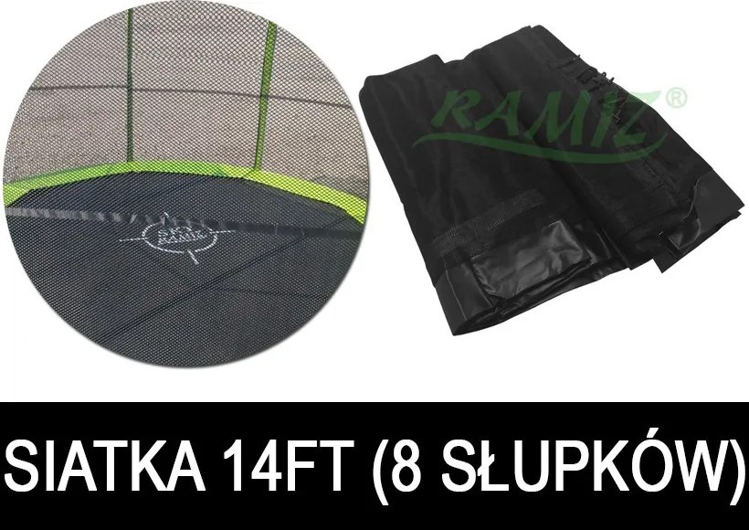 Ramiz SkyRamiz Bezpečnostná sieť Čierna pre záhradnú trampolínu 427cm/14FT 8 stĺpikových tunelov