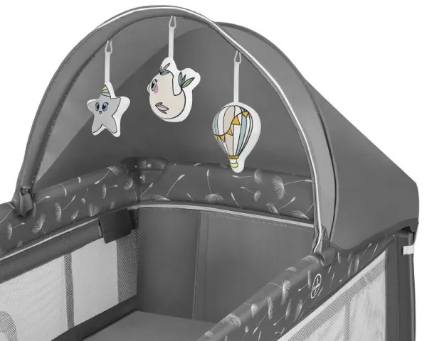 Lionelo - Cestovná postieľka SVEN PLUS sivá