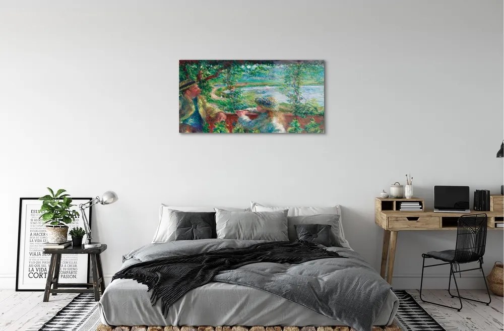 Obraz na skle Art stretnutie pri jazere 100x50 cm