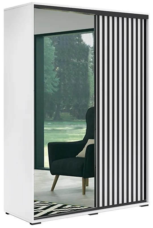 Skriňa Atena biela/lamela čierna 200x215x62