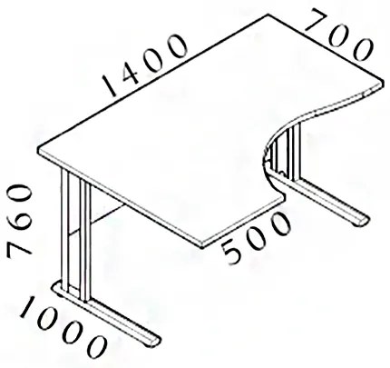 Ergonomický stôl Visio 140 x 100 cm, ľavý, biela