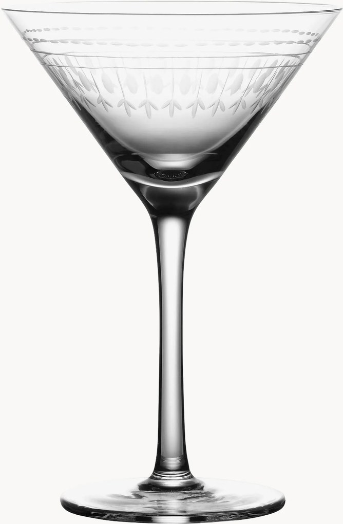 Ručne fúkané krištáľové poháre na martini Ovals, 2 ks