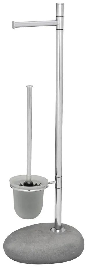 WENKO 19494100 - WC kefa PEBBLE STONE 23,5x70 cm lesk. chróm/šedá/satinovaný