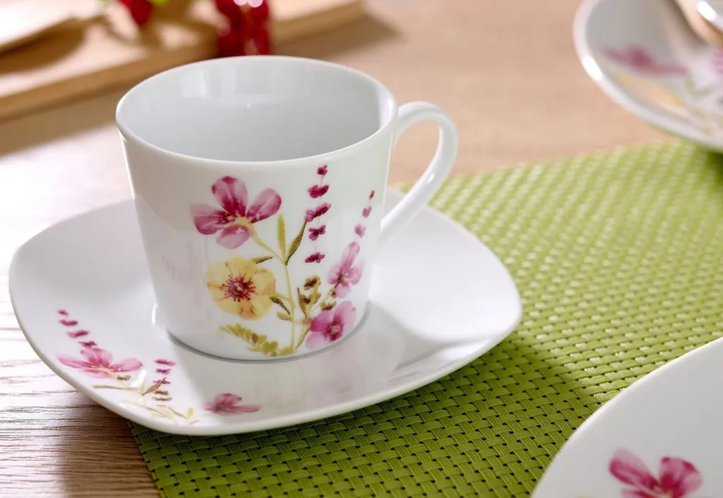 Kávový servis (18 dielov) Malve, motív letné kvety