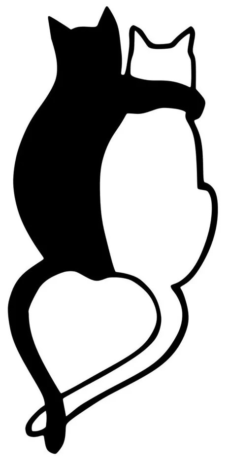 Nástenná kovová dekorácia Love Cats 478 čierna