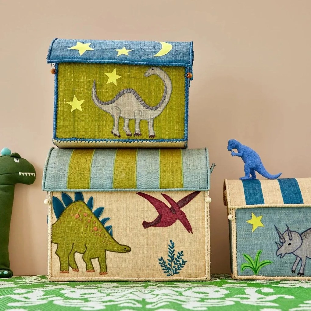 rice Detský úložný box Raffia Dinosaur Theme S