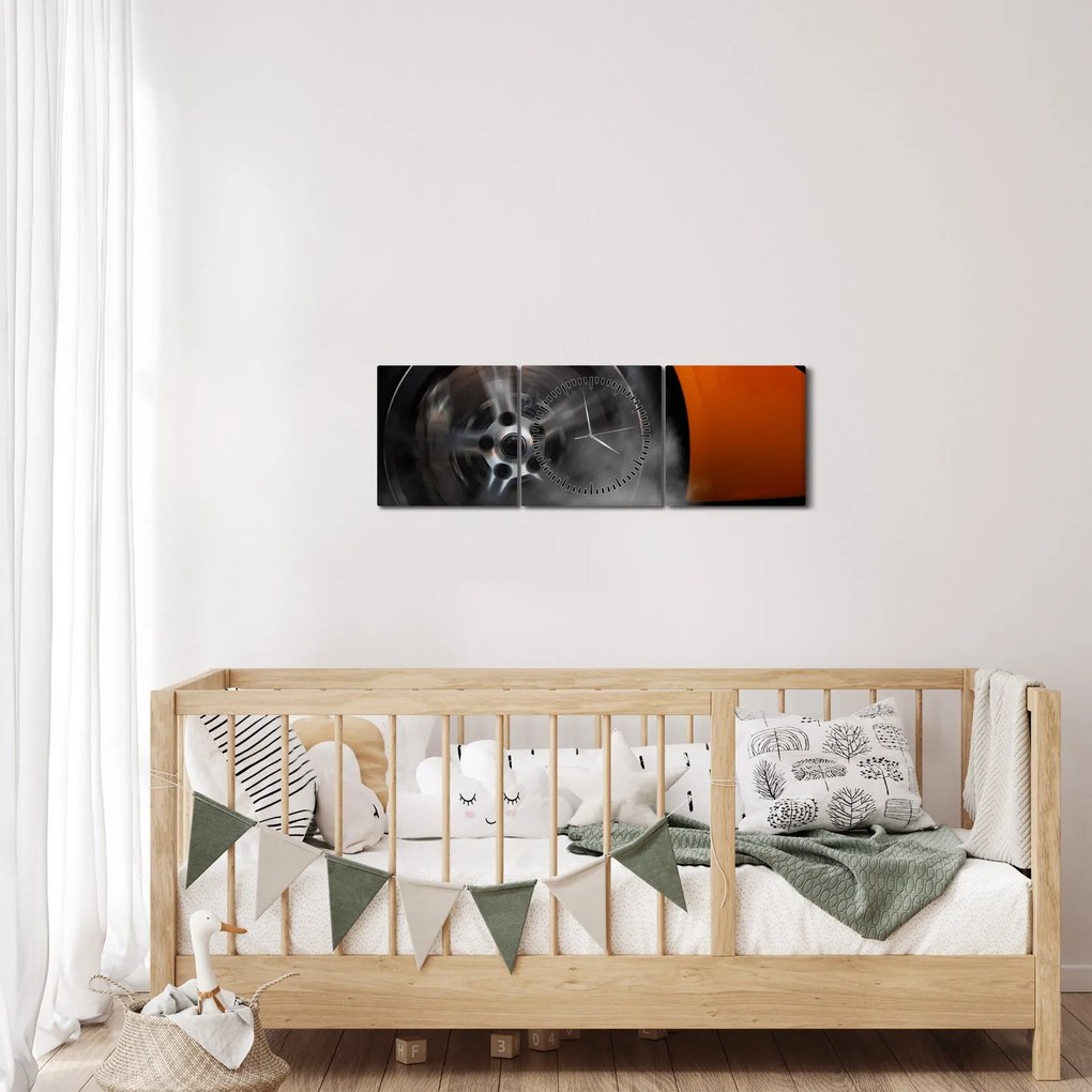 Obraz - Oranžový športiak (s hodinami) (90x30 cm)