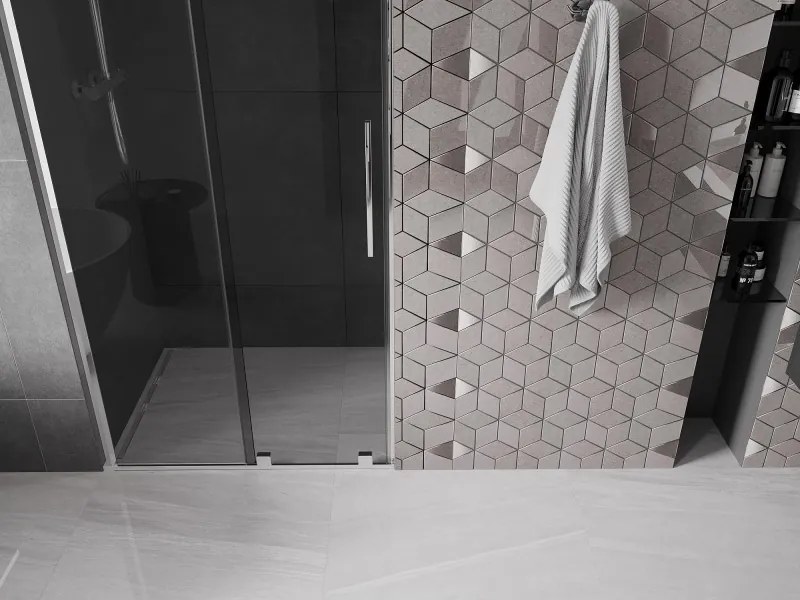 Mexen Velar L, posuvné sprchové dvere do otvoru 100 cm, 8mm šedé sklo, chrómová, 871-100-003-41-01