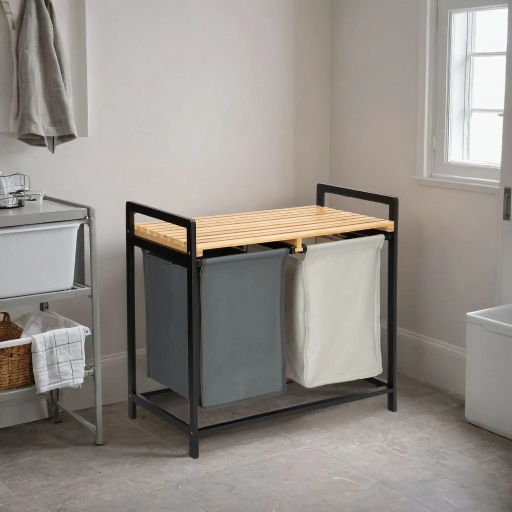 Bambusový kôš na bielizeň Hanoi šedo-hnedý