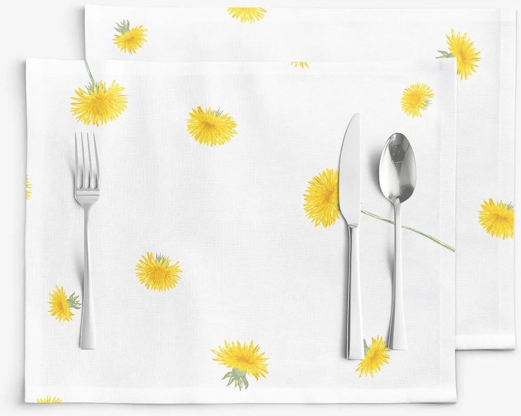 Goldea prestieranie na stôl 100% bavlnené plátno - púpavy - sada 2ks 30 x 40 cm