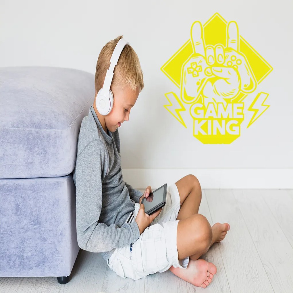 Veselá Stena Samolepka Game King Farba: šedá, Veľkosť: 40 x 46 cm