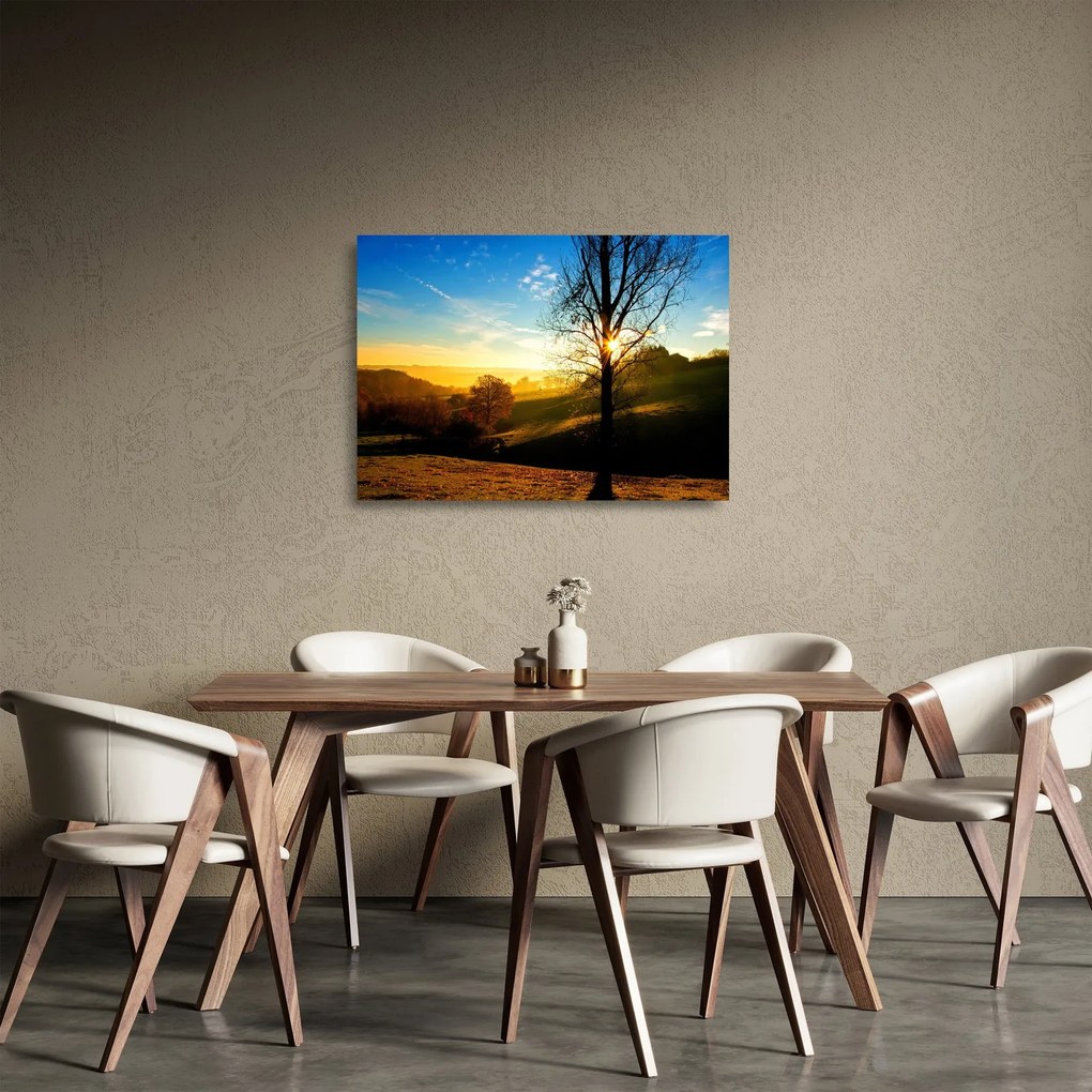 Sklenený obraz východu slnka (70x50 cm)
