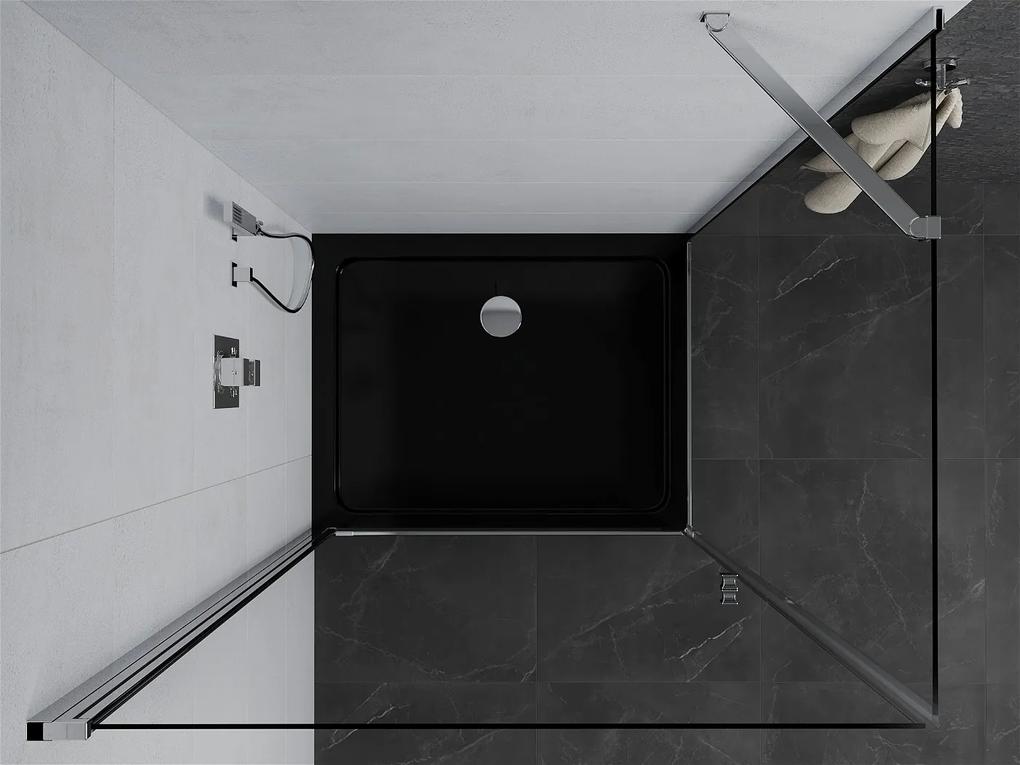 Mexen Pretoria, sprchovací kút 100 (dvere) x 80 (stena) cm, 6mm číre sklo, chrómový profil + čierna sprchová vanička, 852-100-080-01-00-4070