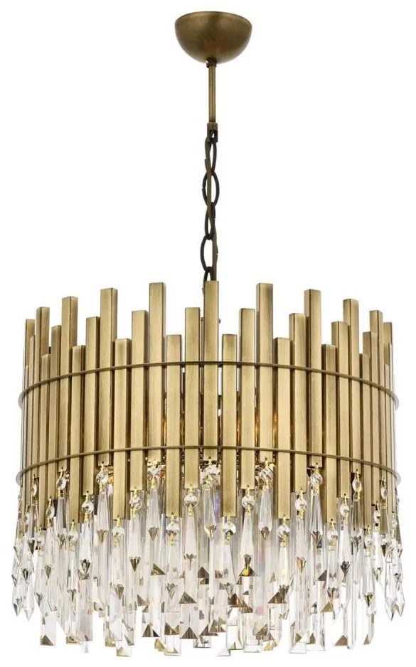 Luster na reťazi CRYSTALLINE, 6xE27/40W/230V, priemer 40 cm, mosadz