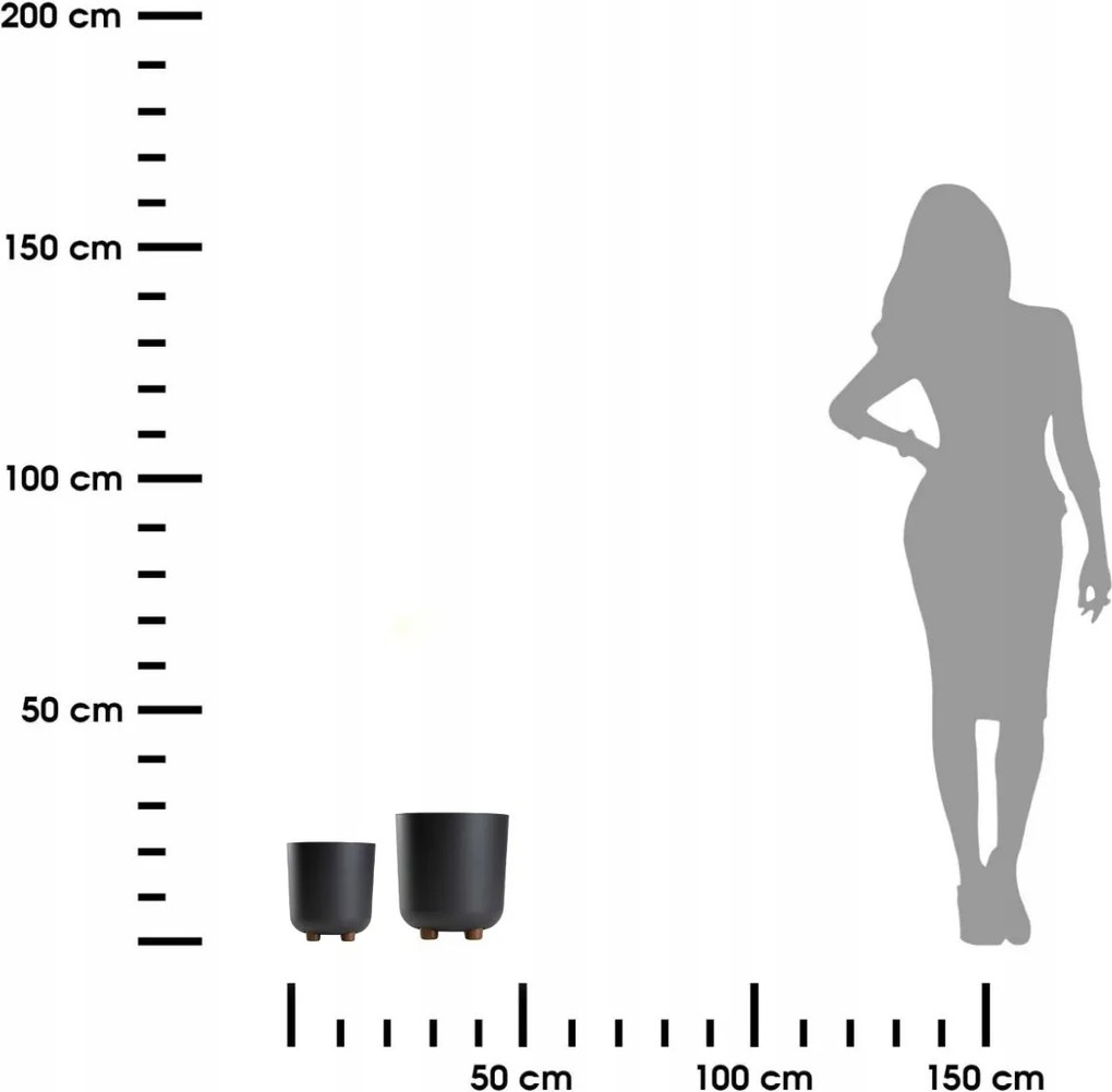 Sada 2 ks květináčů Terra 21x19,3/27,4x24,2 cm antracitová