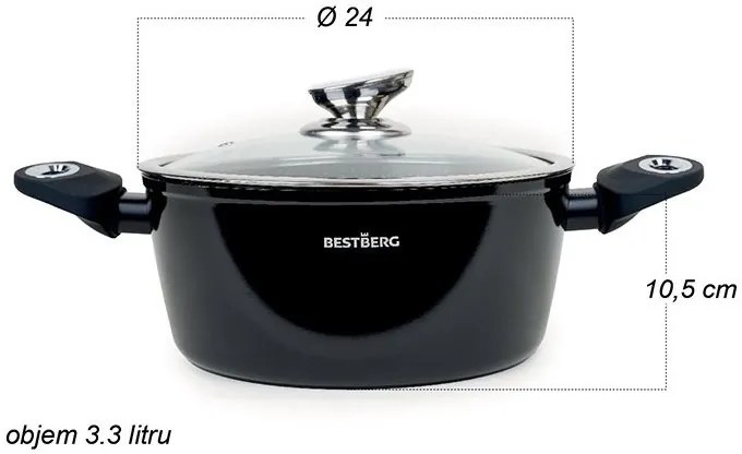 MEGAKOMBO Multifunkčný kuchynský robot BestBerg BBR-1900B + 15dielna sada riadu s mramorovým povrchom BestBerg BBN-1015A / čierna