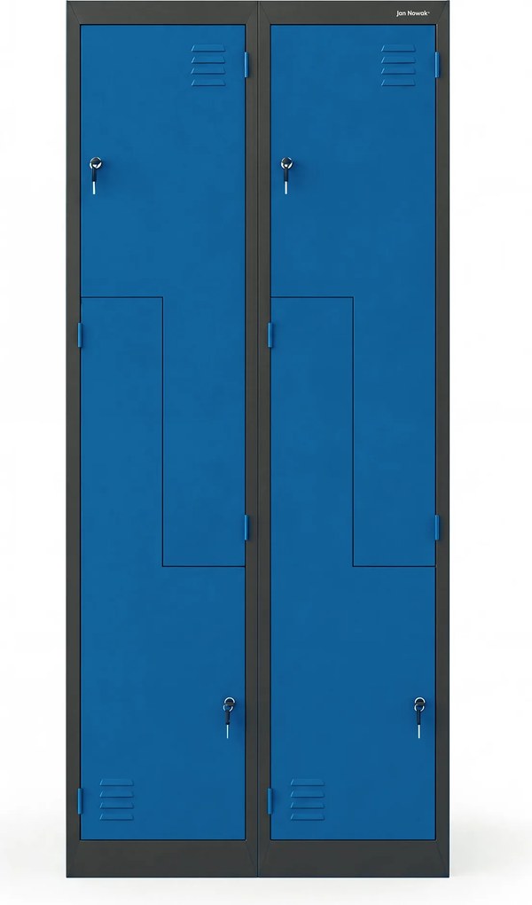 Šatňová skriňa typu L antracitovo-modrá, 800x1850x450 mm: JULIA