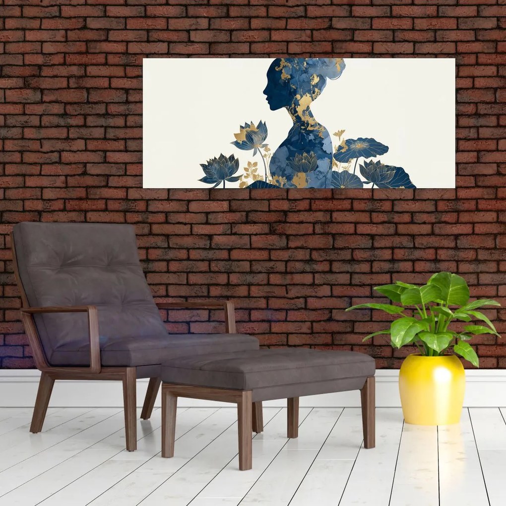 Obraz - Mramorový profil ženy (120x50 cm)