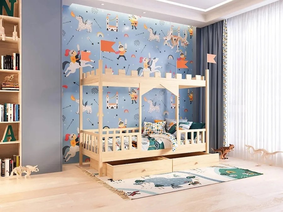 Detská posteľ zámok Dragon 4 - 90 x 180 cm - biela