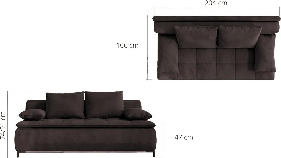 Rozkladacia pohovka Sweet, hnedá espresso látka