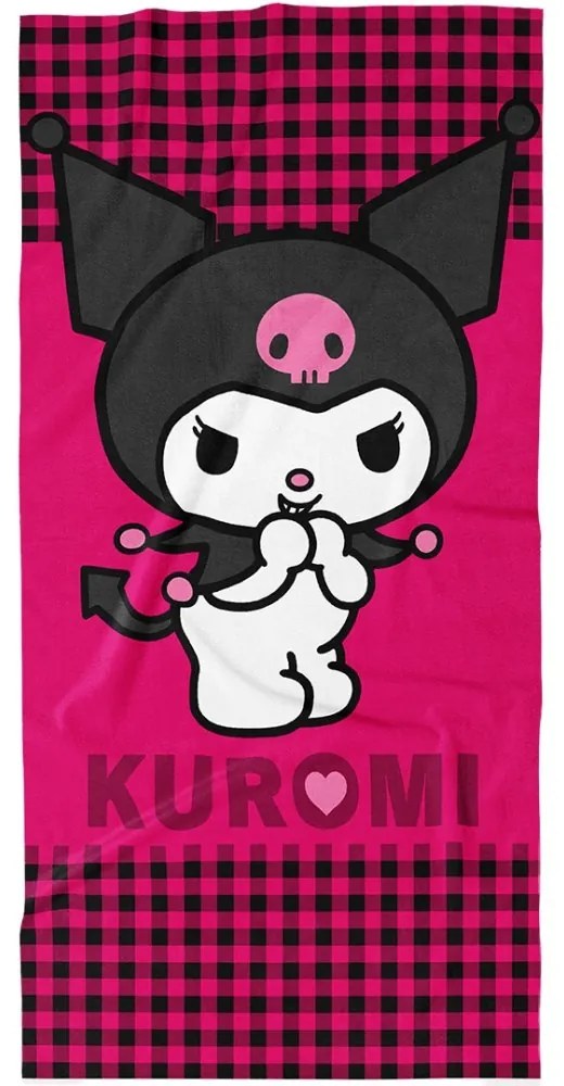 Bavlnená plážová osuška Kuromi – motív Malý diablik - 100% bavlna - 70 x 140 cm