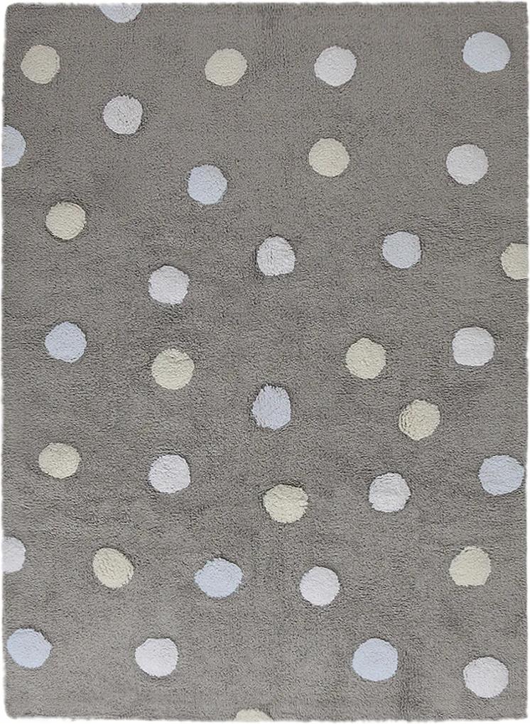 Lorena Canals koberce Ručně tkaný kusový koberec Tricolor Polka Dots Grey-Blue - 120x160 cm