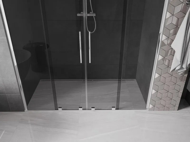 Mexen Velar Duo, posuvné sprchové dvere do otvoru 170 cm, 8mm šedé sklo, chrómová, 871-170-000-42-01