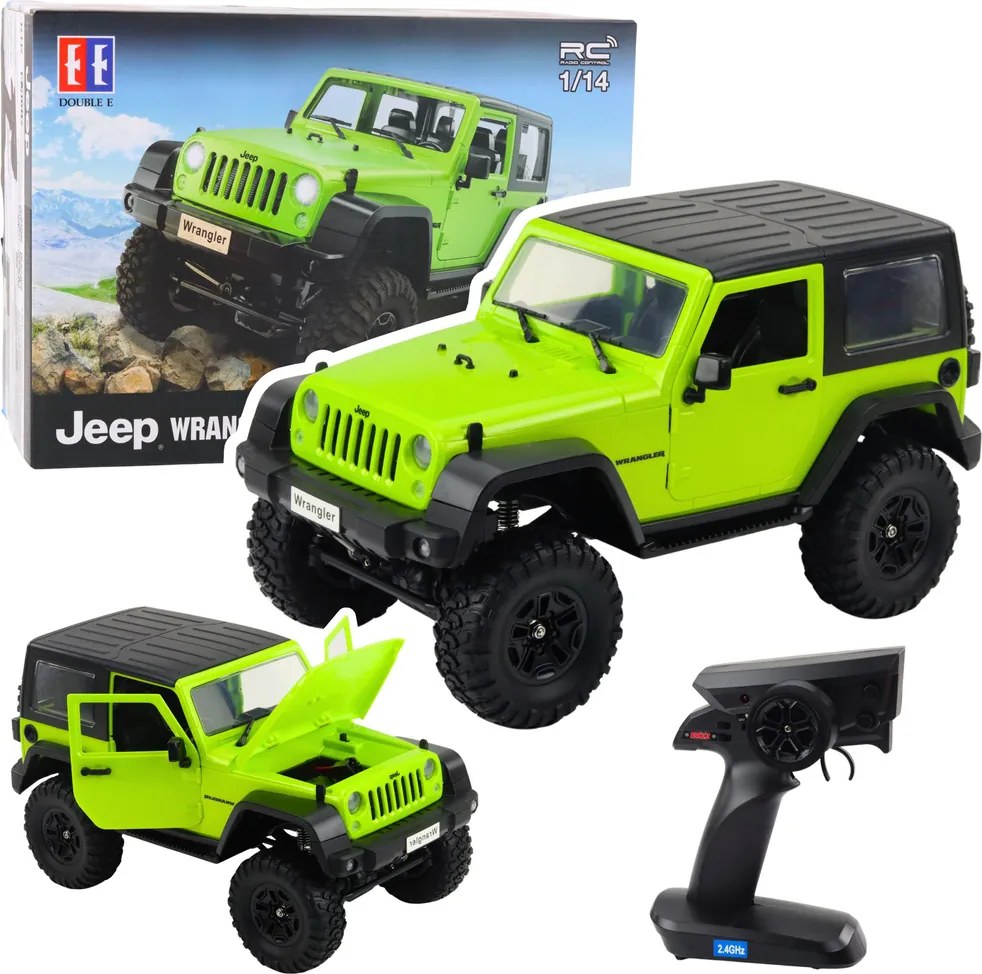 Double E Diaľkovo ovládaný off-road RC Jeep Wrangler Rock Crawler zelený 1:14