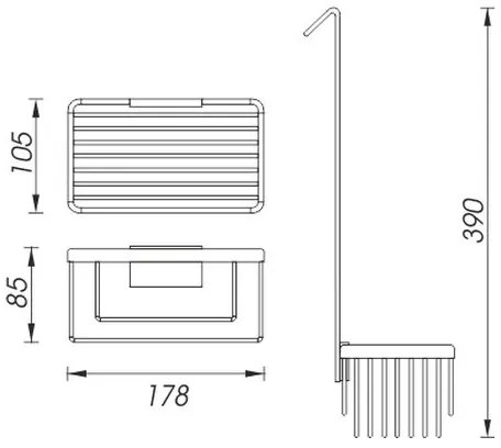 NIMCO Ki 14015H-26 - Nástenná polica do sprchy KIBO lesklý chróm