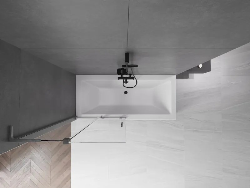 Mexen Velar L, 2-krídlová posuvná vaňová zástena 95 x 150 cm, 8mm číre sklo, brúsený grafit, 896-095-003-01-66