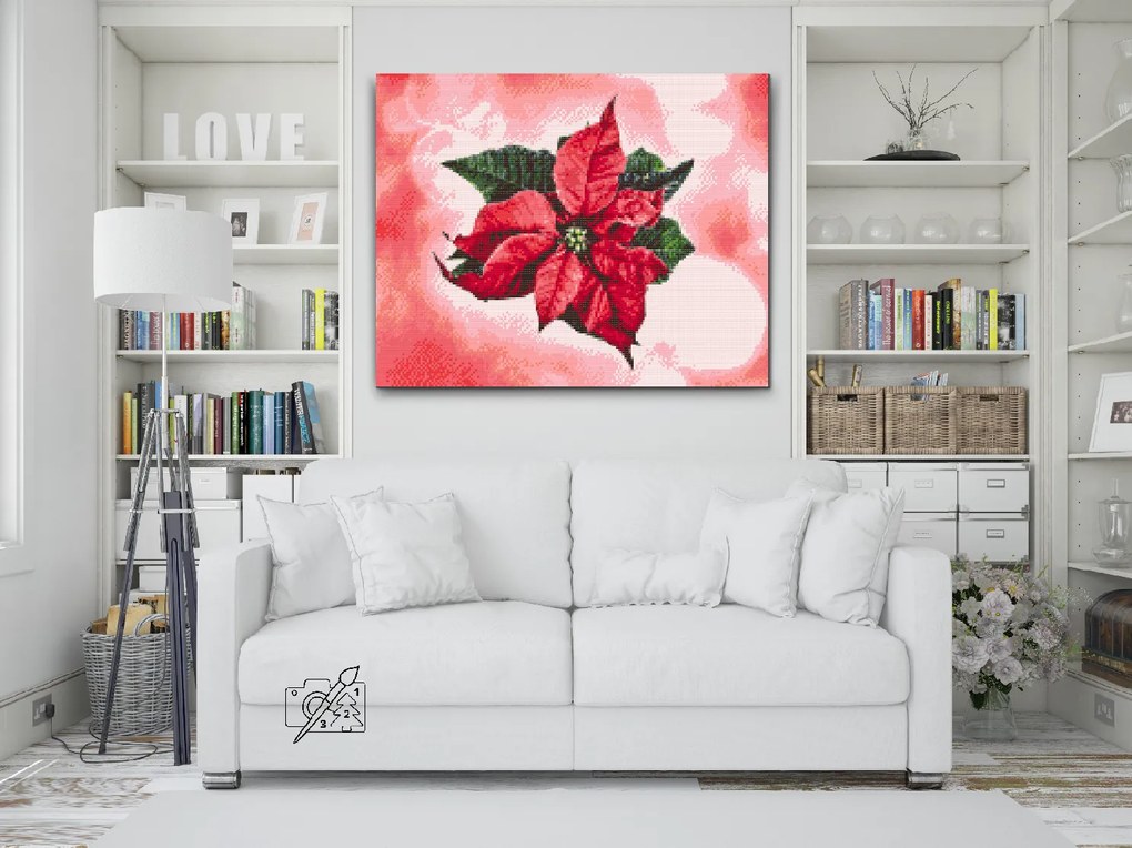 Gario Diamantové maľovanie Vianočná hviezda Rozmery: 50 x 40 cm, Rámovanie: S vnútorným rámom, Diamanty: Štvorcové