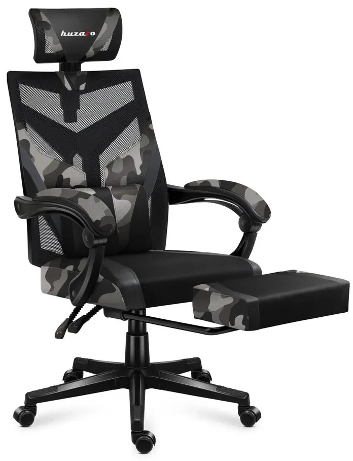 Huzaro Herné kreslo Combat 5.0 s výsuvnou podnožkou - šedá