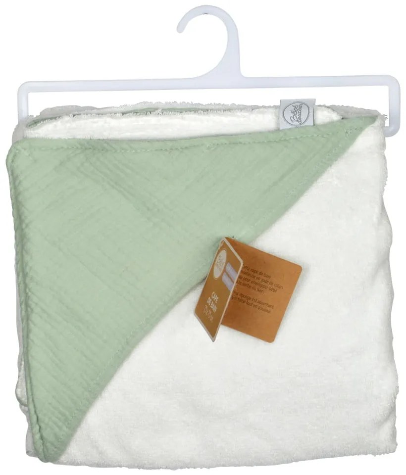 Zelená mušelínová detská osuška s kapucňou 75x75 cm – Bébé Douceur