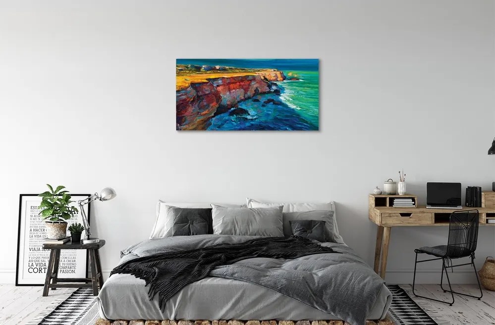 Obraz canvas Morská oblohy skaly 125x50 cm
