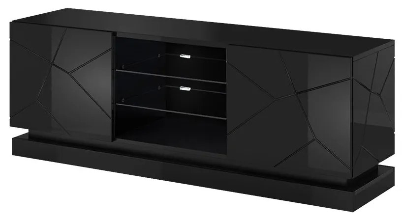 TV stolík Agnes 160, Osvetlenie: osvetlenie LED RGB - farebné, Farby: biela / biely lesk