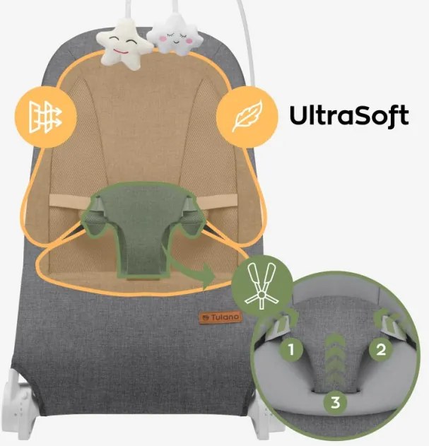 Detské hojdacie kreslo Moon 50 sivé