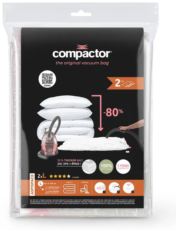 Vákuové vrecia v súprave 2 ks Premium Valve L – Compactor