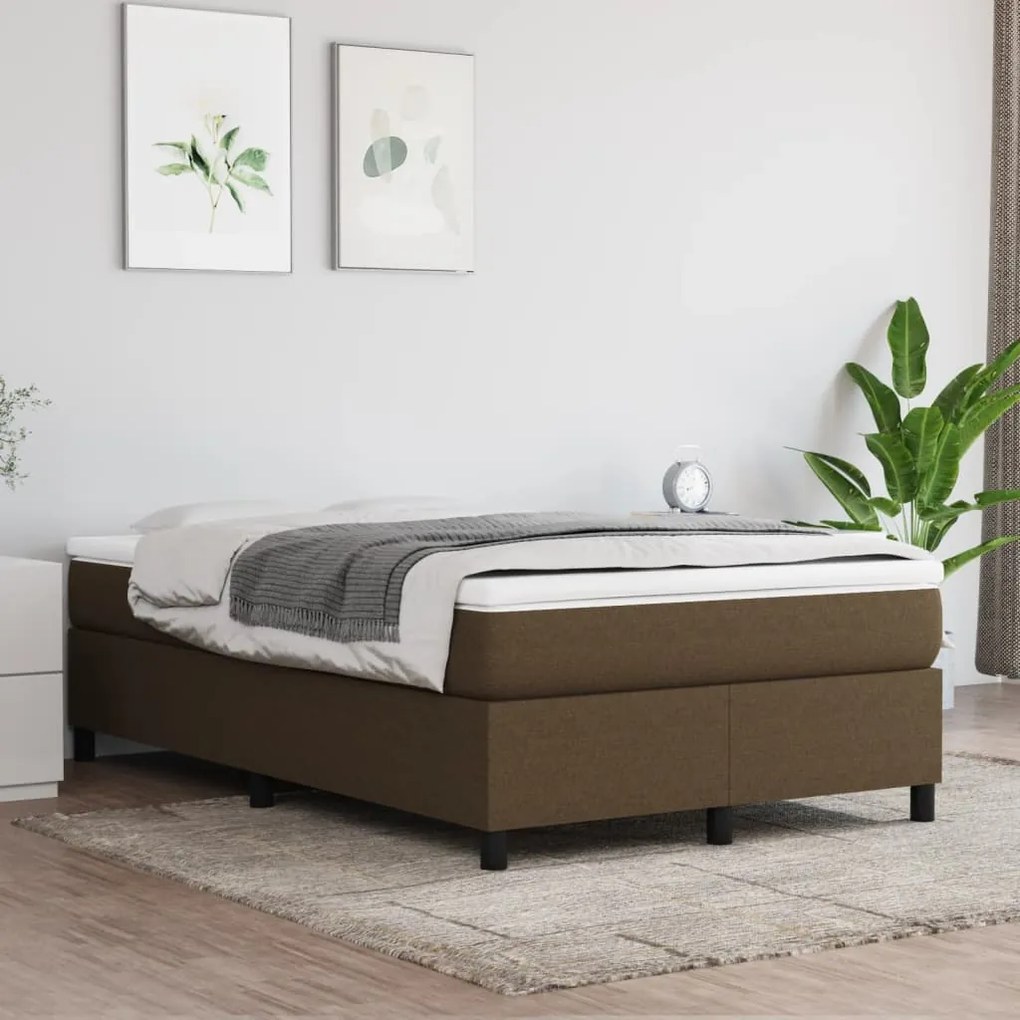 vidaXL Rám na boxspring posteľ tmavohnedý 120x200 cm látka