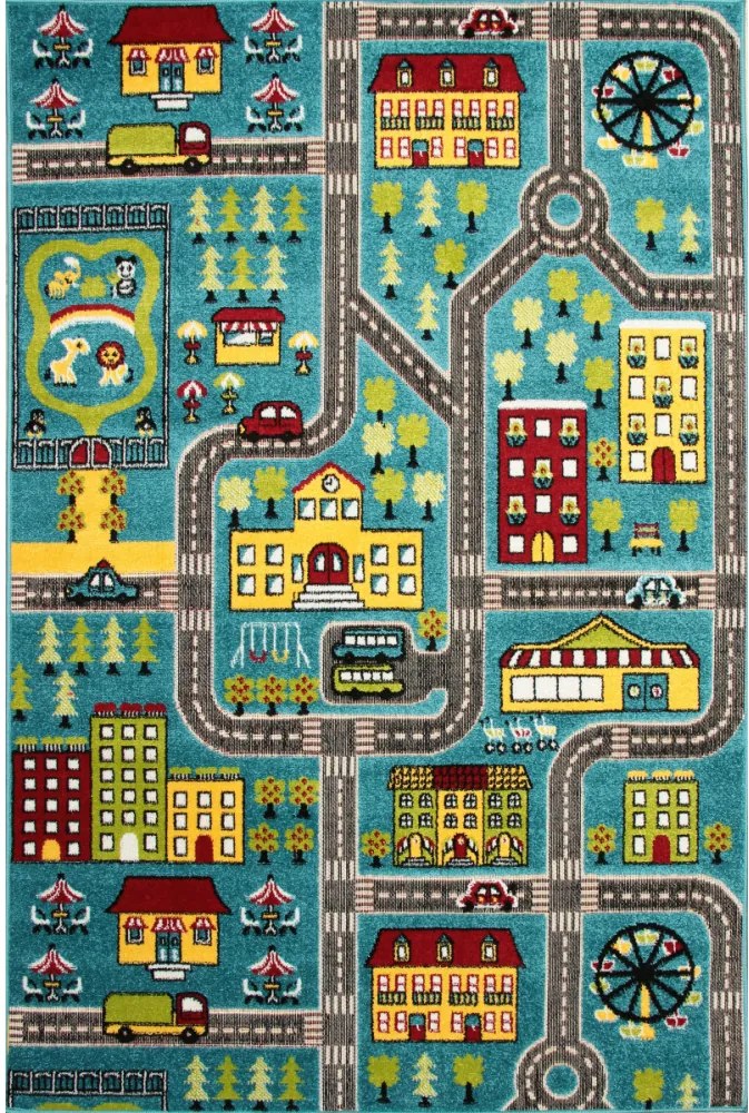 Detský kusový koberec Veľké mesto modrý, Velikosti 120x170cm