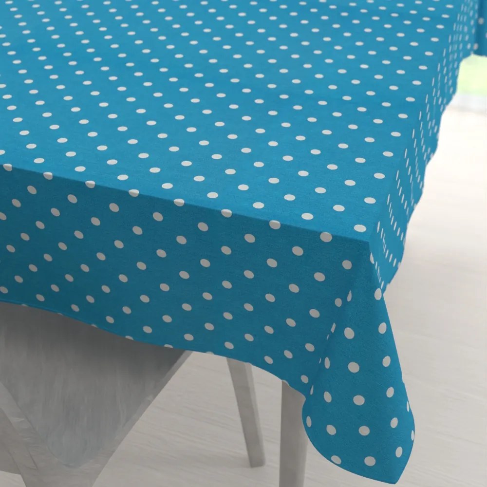 Biante Dekoračný obdĺžnikový obrus Leona LN-021 Biele bodky na modrom 60x100 cm